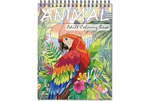 Jadeso Adult Coloring Book - 30 Unique Animals Patterns and Designs, Spiral Bound Coloring Book for Adults Relaxation and Str
