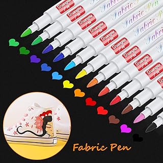 Baozun Textilstifte Textilmarker 12 Farben Waschmaschinenfest Stoffmalstifte Waschfest Permanent Stoffmalfarben Stifte für T Shirt, Jutebeutel, Stoffbeutel