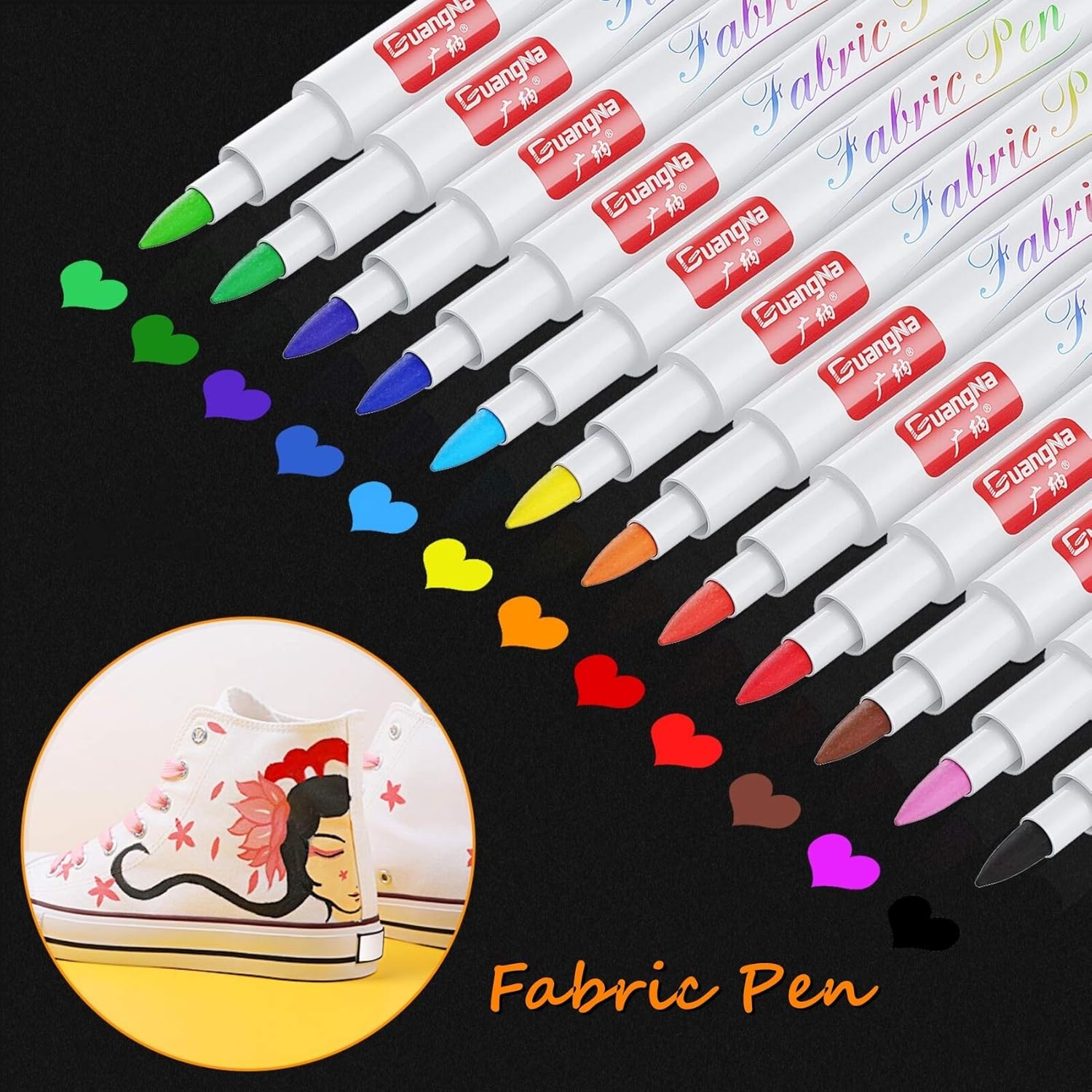 Baozun Textilstifte Textilmarker 12 Farben Waschmaschinenfest Stoffmalstifte Waschfest Permanent Stoffmalfarben Stifte für T Shirt, Jutebeutel, Stoffbeutel