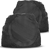 Outdoor Speakers Solar Powered & USB-C Charging, Rock Speaker TWS Pairing Wireless Outdoor Speaker Bluetooth 5.3, LED Light Show, Waterproof, ideal for Backyard BBQ, Garden, Poolside(2-Pc,Black)