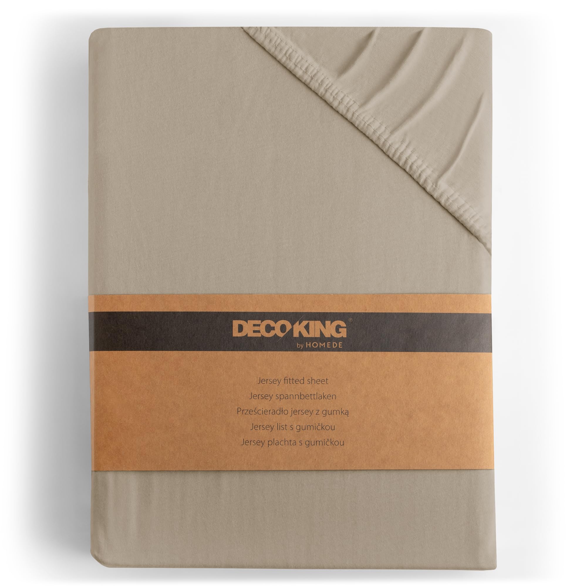 DecoKing Fitted Sheet King 100% Combed Cotton Soft Jersey Bed Sheet 140x200-160x200 cm Cappuccino Amber — image 1