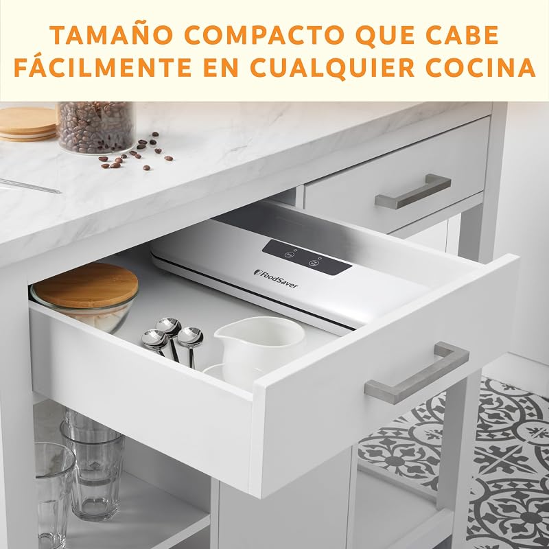 Everyday envasadora al vacío | Mantiene los alimentos frescos hasta 5X más tiempo | Maquina de envasar al vacio con diseño compacto | Con 5 bolsas para envasar al vacío (0,94 l y 3,78 l) — foto 3 de 7