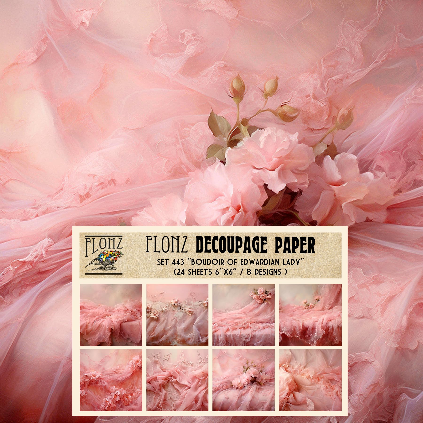 Decoupage Paper Pack (24 Sheets 6"x6") Boudoir of