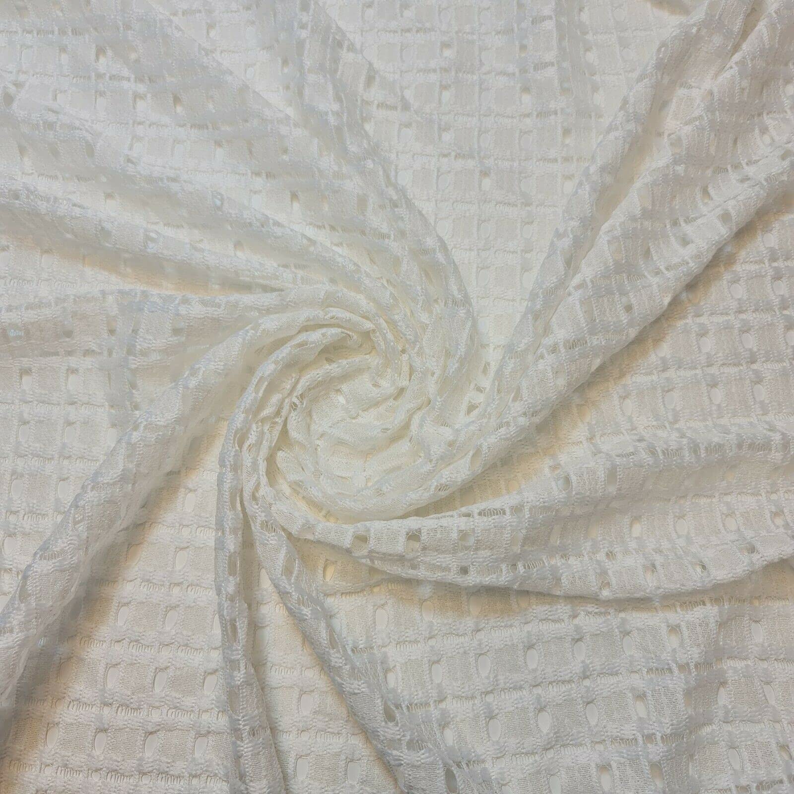 Luxurious Ivory/Cream Crochet Knit Lace Fabric Per Metre 58" (Pre Cut 1 Meter)