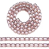Cheriswelry 160pcs 8mm Faceted Glass Beads for Jewelry Making Crystal Column Electroplate Beads Clear Transparent Loose Spacer Beads Old Rose for DIY Earring Necklace Bracelet Making