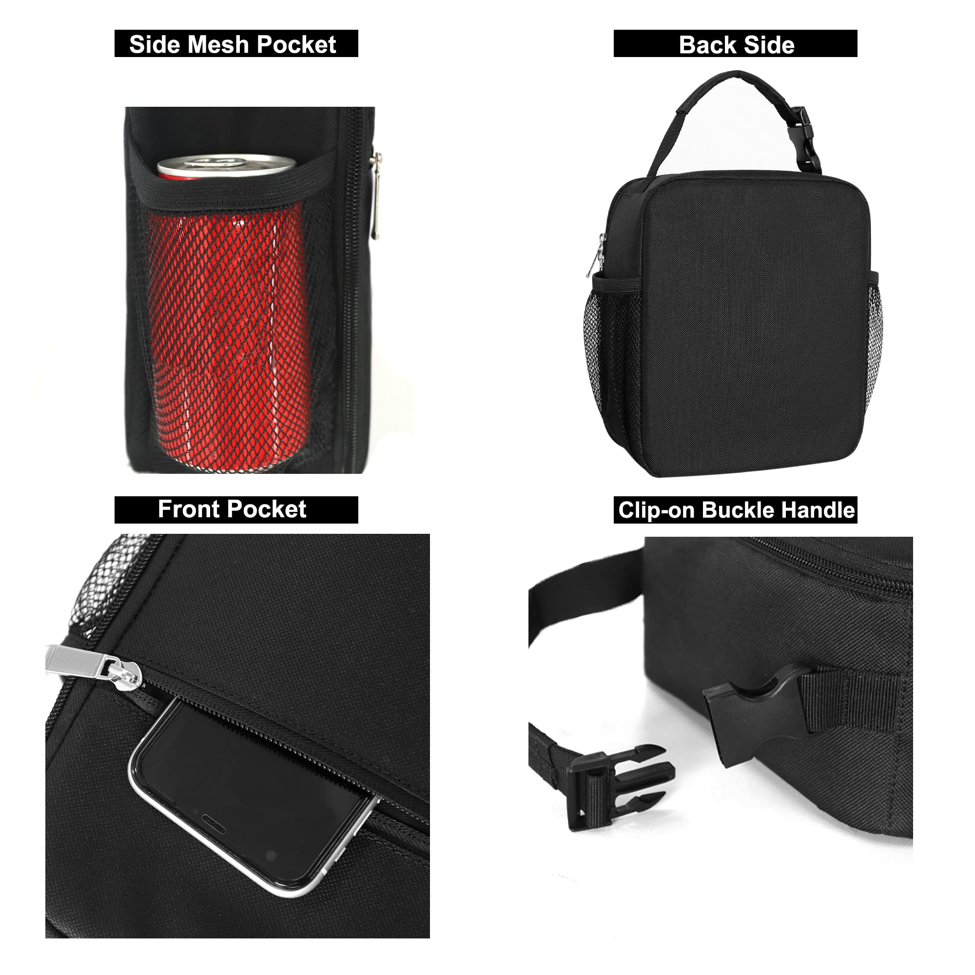 Lunch Box for Men & Women Durable Lunch Bag for Adults Reusable Small Lunchbox Black