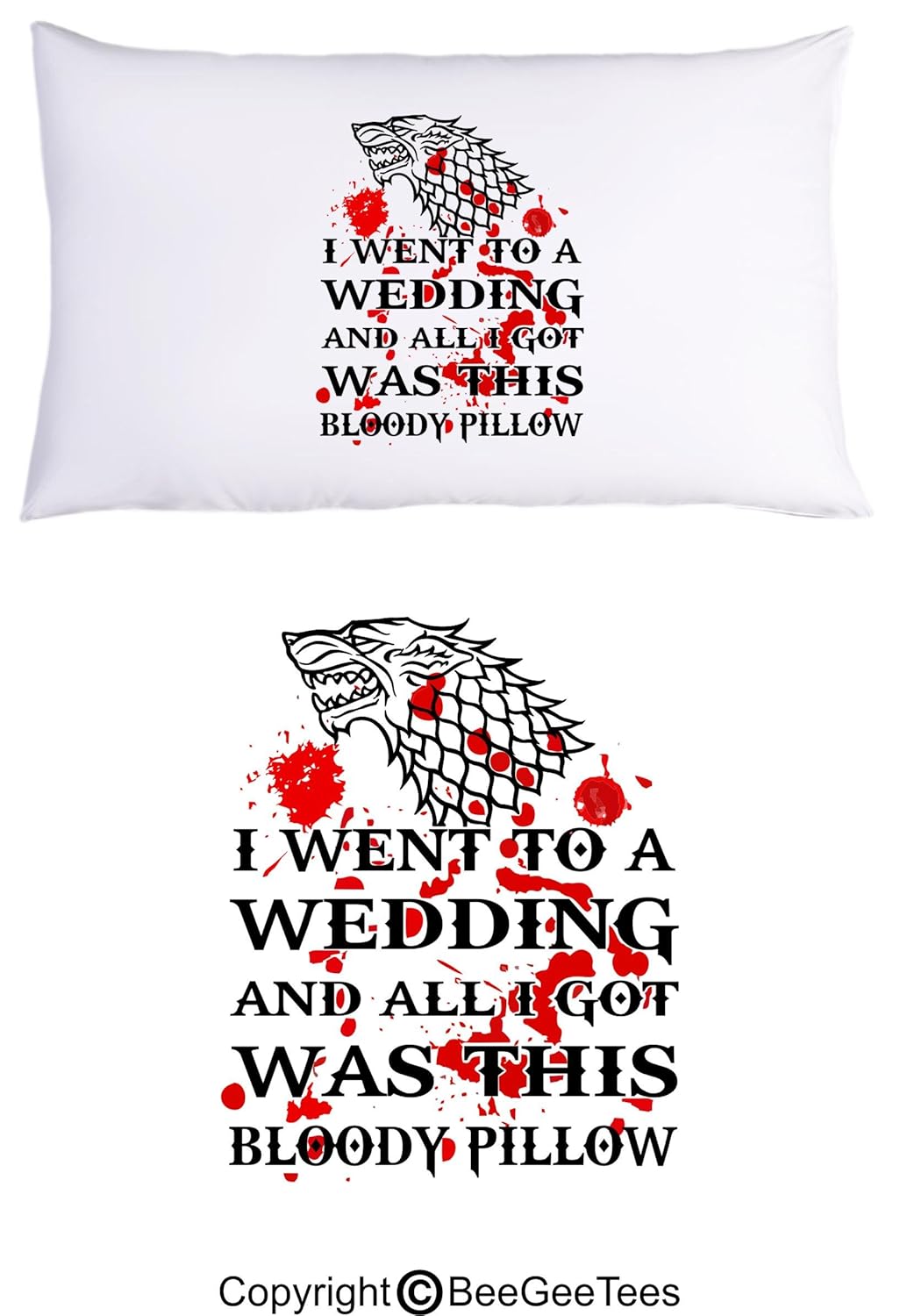 Amazon Com Beegeetees Game Of Thrones Inspired Dire Wolf Bloody