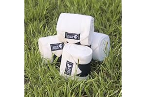 HackFond Horse Polo Leg Wraps, 5' Long Fleece Polo Wraps for Horses Set of 4, Horse Leg Bandages Stable Supplies Equestrian Boots Horse Leg Protection Pearl White