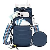 YIQUN Water Bottle Carrier Bag with Strap, Sling Bag for Walking, Hiking, Cycling, Black, 40 Ounces