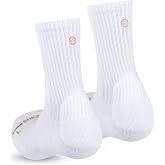 SHEZZA Padded Ribbed Blister Proof Crew Socks for Women &amp; Men | Cushioned Heel Patch Running Socks, Moisture Wicking Combed Cotton, Athletic Arch Support, Padded Walking Gym Sock