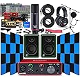 Focusrite Scarlett Solo 2x2 USB Audio Interface with Creative Music Software Kit with Mackie CR3-X Pair Studio Monitors, 24 Pack Acoustic Soundproof Studio Foam Wedges Sound Insulation Panels