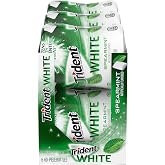 Trident White Spearmint Sugar-Free Chewing Gum, 6 Bottles of 60 Pieces | 360 Total Pieces, Perfect for Long Lasting Fresh Breath at School, Work &amp; Travel