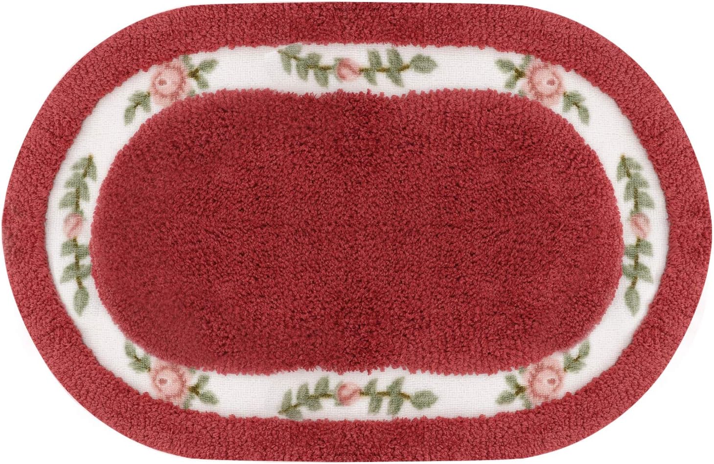 Lewondr Floral Bathroom Rug NonSlip, Machine Wash, Absorbent