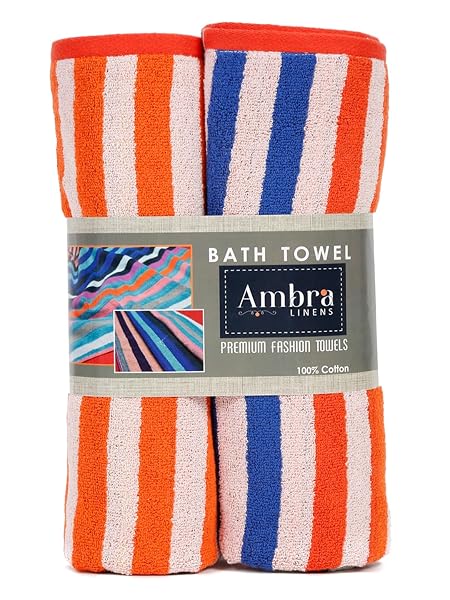 AMBRA LINENS 500 GSM HIGHLY ABSORBENT BATH TOWELS SET, 100% COTTON, SOFT AND PLUSH, ALL SEASONS USE, EXTRA LARGE, CABANA STYLE, BEST FOR POOL, BEACH, SPA, GYM (AQUA)