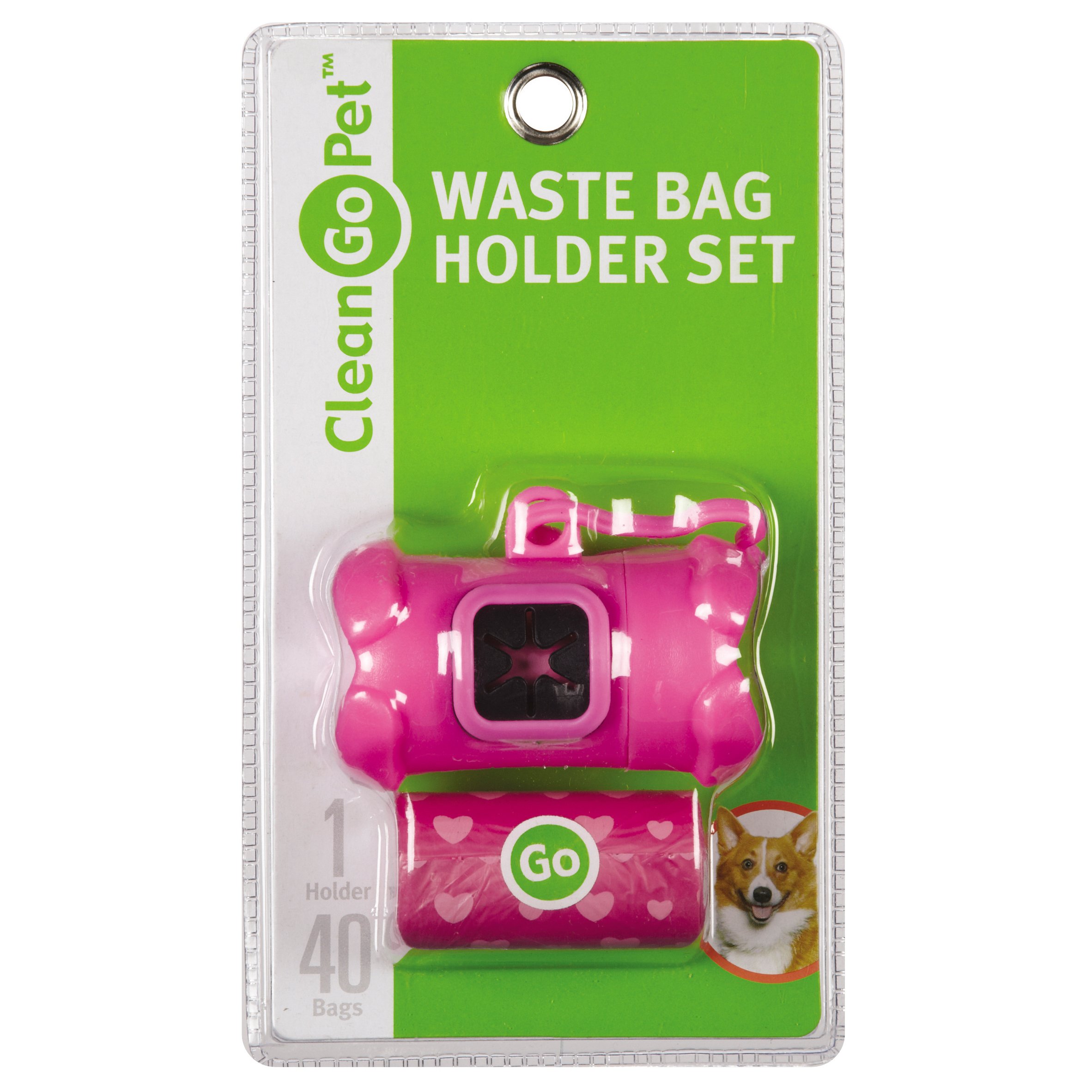 Clean Go Pet Bone Dog Waste Bag Holder, Clip and Two Rolls of Durable, Leakproof Black Plastic Poop Bags