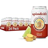 Spindrift Sparkling Water, Ginger Lime Mule Flavored, Made with Real Squeezed Fruit, 12 Fl Oz Cans, Pack of 24 (Only 11 Calories per Can)