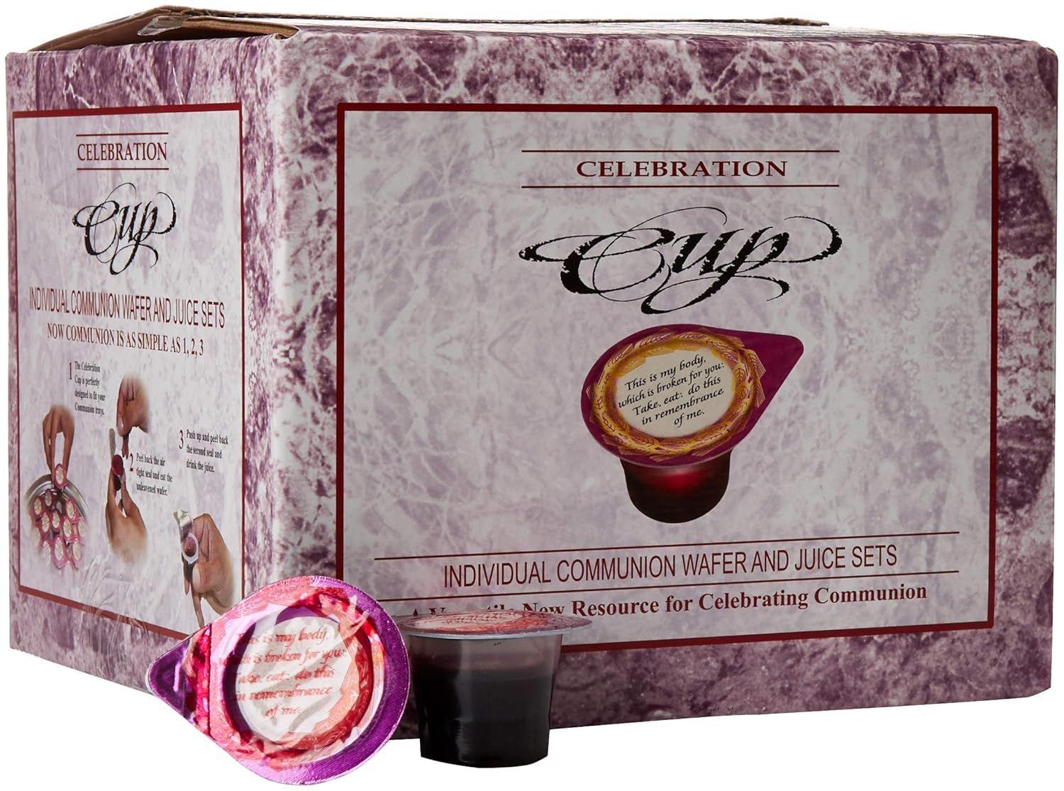 Celebration Cup Prefilled Communion (Box of 100). Wafer & Juice All in