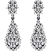 EVER FAITH Women's Austrian Crystal Party Hollow-out Teardrop Dangle Earrings