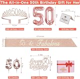 Amosking 50th Birthday Decorations Kit - Sash, Tiara, Balloons & Cake Topper view 5