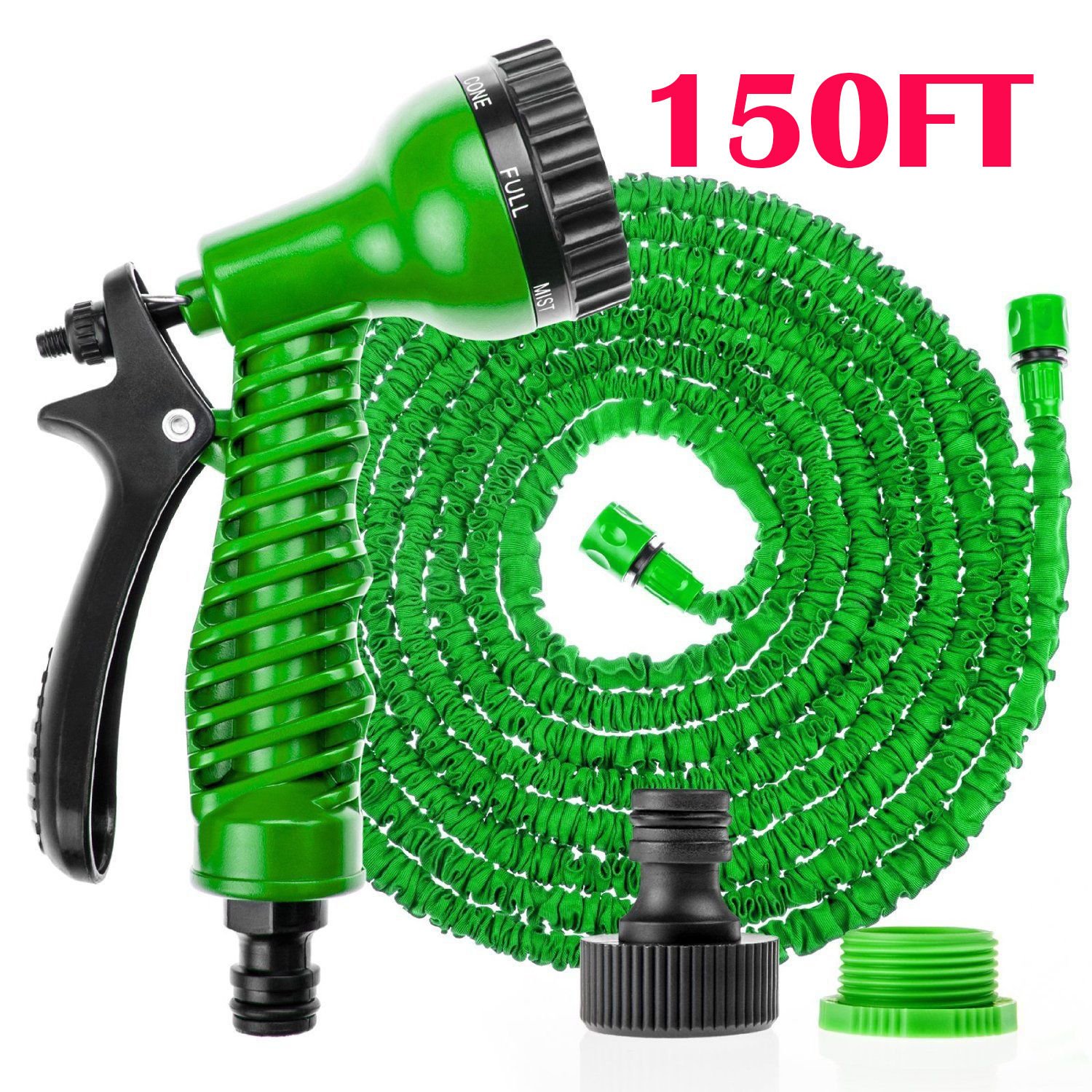 50ft 200ft Expandable Garden Hose Pipe & Water Spray Gun Expanding
