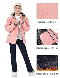 MoFiz Girls Ski Jacket Waterproof Fleece Lined