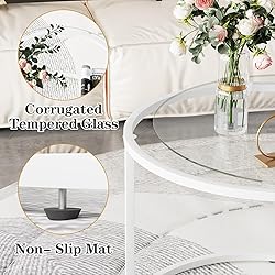 aboxoo White Nesting Glass Table Set of 2, Small