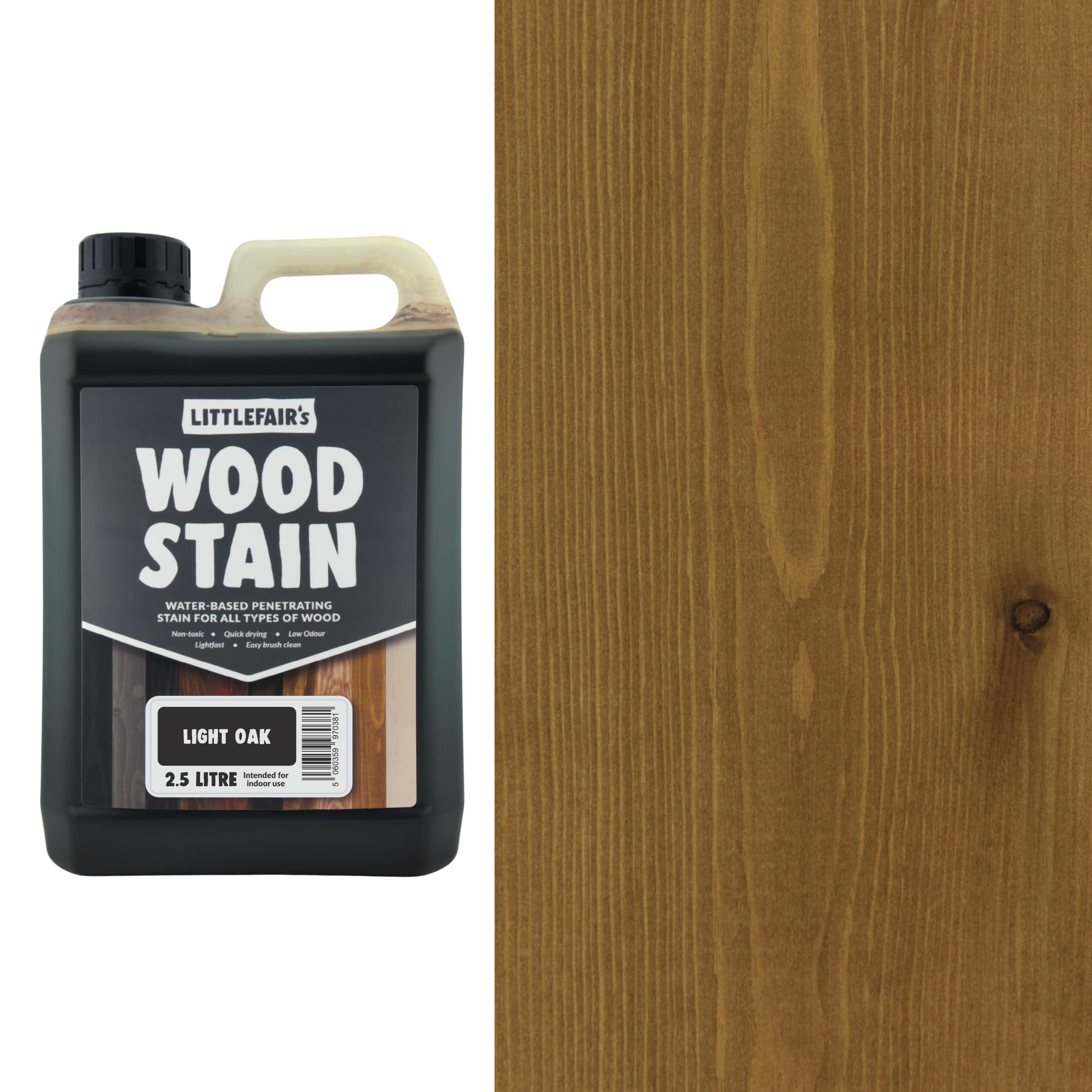 Littlefair's Wood Stain Water-Based - (Light Oak) โ Non-Toxic, Eco-Friendly & Quick Drying - Easy-to-Apply, Concentrated Formula for All Wood Types โ 2.5 LTR โ image 1
