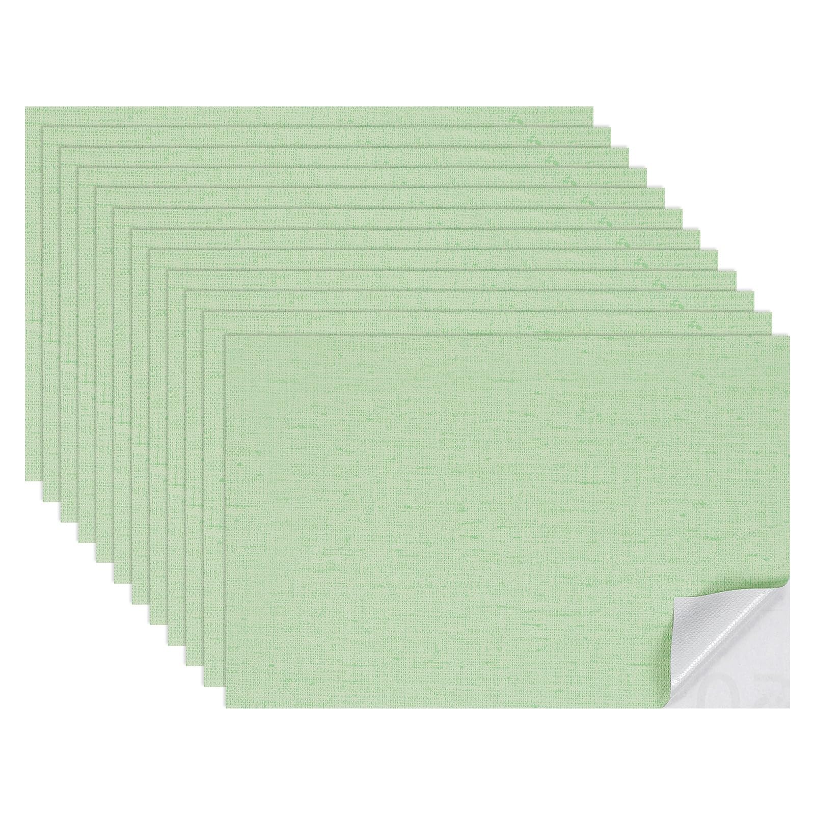 sourcing map 12 Sheets Miniature Dollhouse Wallpaper, Linen Texture Self-Adhesive PVC Flooring Wall, Mini Wall Decor for Dollhouse Sand Table Model Accessories 11.81 x 7.87 Inch (Light Green)