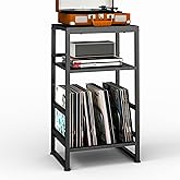 ZEXVIDA 3-Tier Vinyl Record Player Stand, End Table for Album Storage, 28" H Record Player Stand with Storage Up to 120 Album