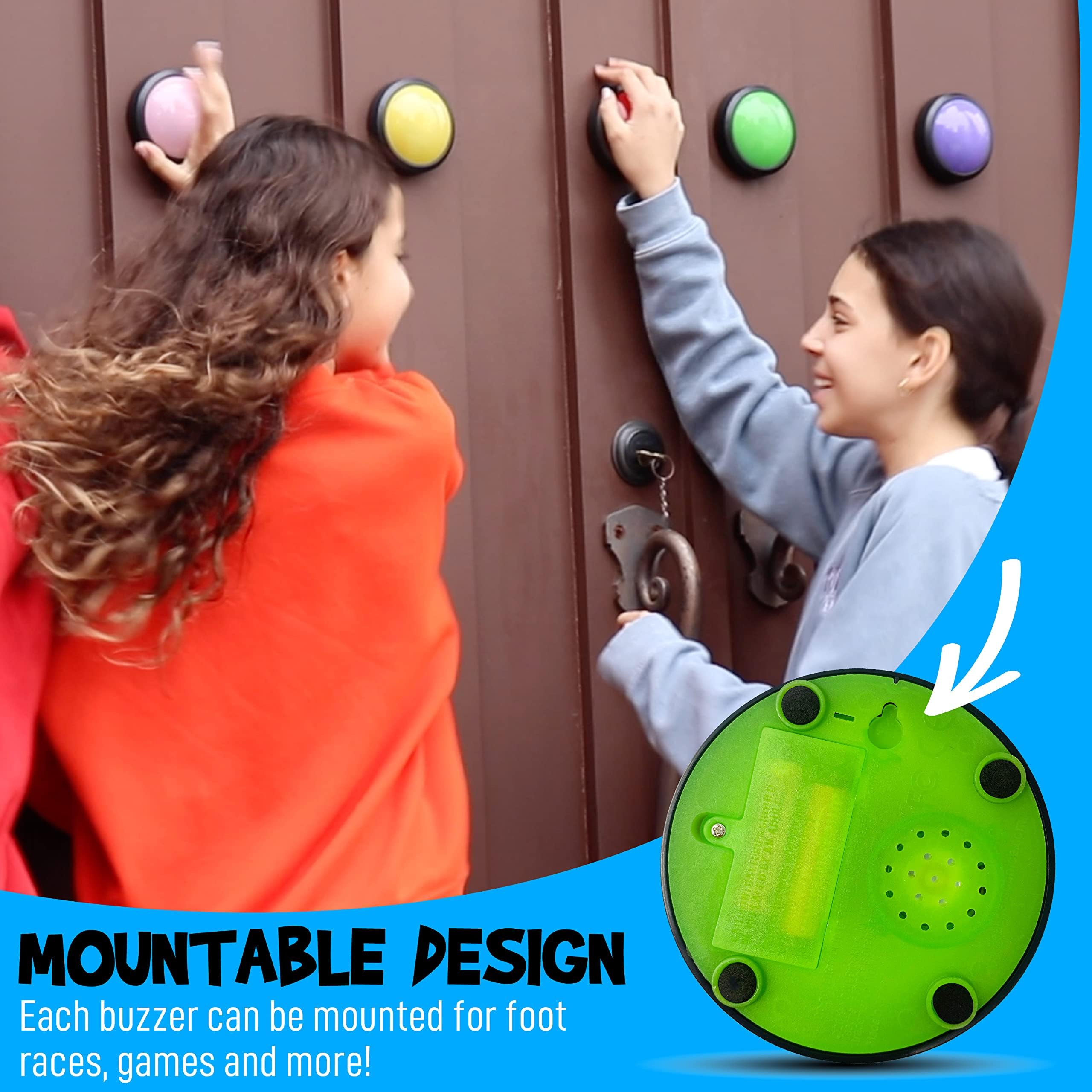 Teacher's Choice Light Up Game Buzzer System, Displays The Winning Player Loud, Unique Sounds for Each Buzzer, Great for Trivia Games, Family Feud, Jeopardy (4 Pack)