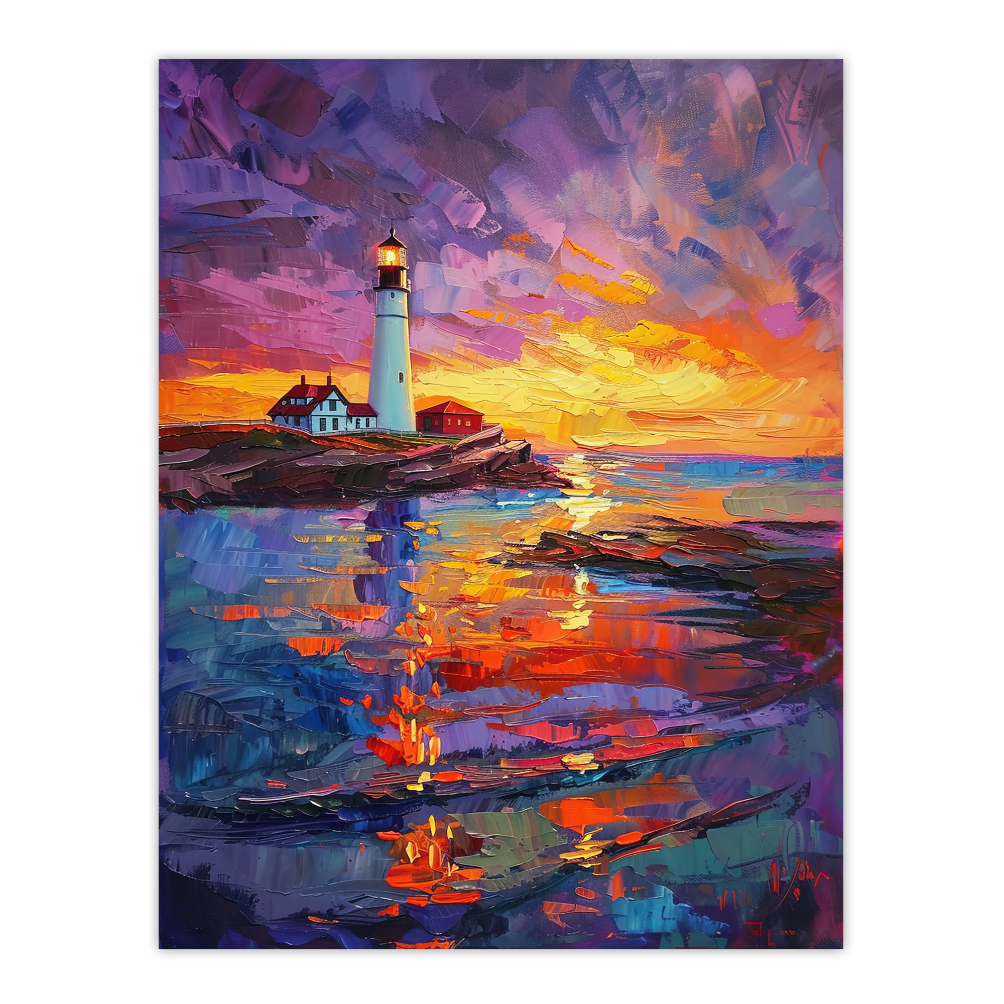 Artery8 Seaside Sunset St Mary's Lighthouse Whitley Bay Living Room Extra Large XL Wall Art Poster Print