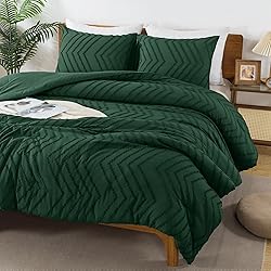 Andency Dark Emerald Green Queen Comforter
