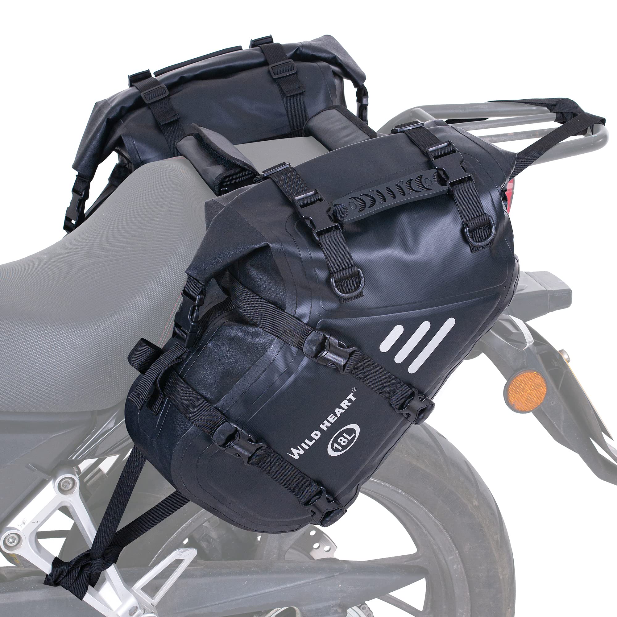 Photo 1 of WILD HEART Motorcycle Saddlebags Waterproof 36L (18L*2) Side Saddlebags Pannier Bag Trunk Motorcycle Accessory Riding Storage Space (18L*2,Black)