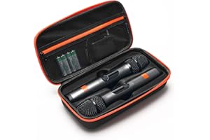 Solaradgy Wireless Microphone Case Compatible with JBL Wireless 2 Microphone, Wireless Mic Case with 2 Zippers Handheld Dual Mic Travel Bag Made of EVA Black Portable Mic Storage Bag for Singing