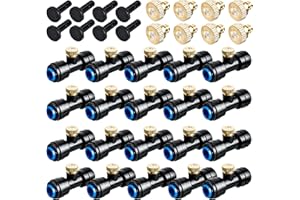 SWAKUTA 96 Pcs Brass Misting Nozzles Kit Including 48 Pcs 1/4 Inch Brass Misting Nozzles 40 Pcs Misting Nozzle Tees with 8 Plugs for Outdoor Spray Cooling System Misting Nozzle Replacements Tubing
