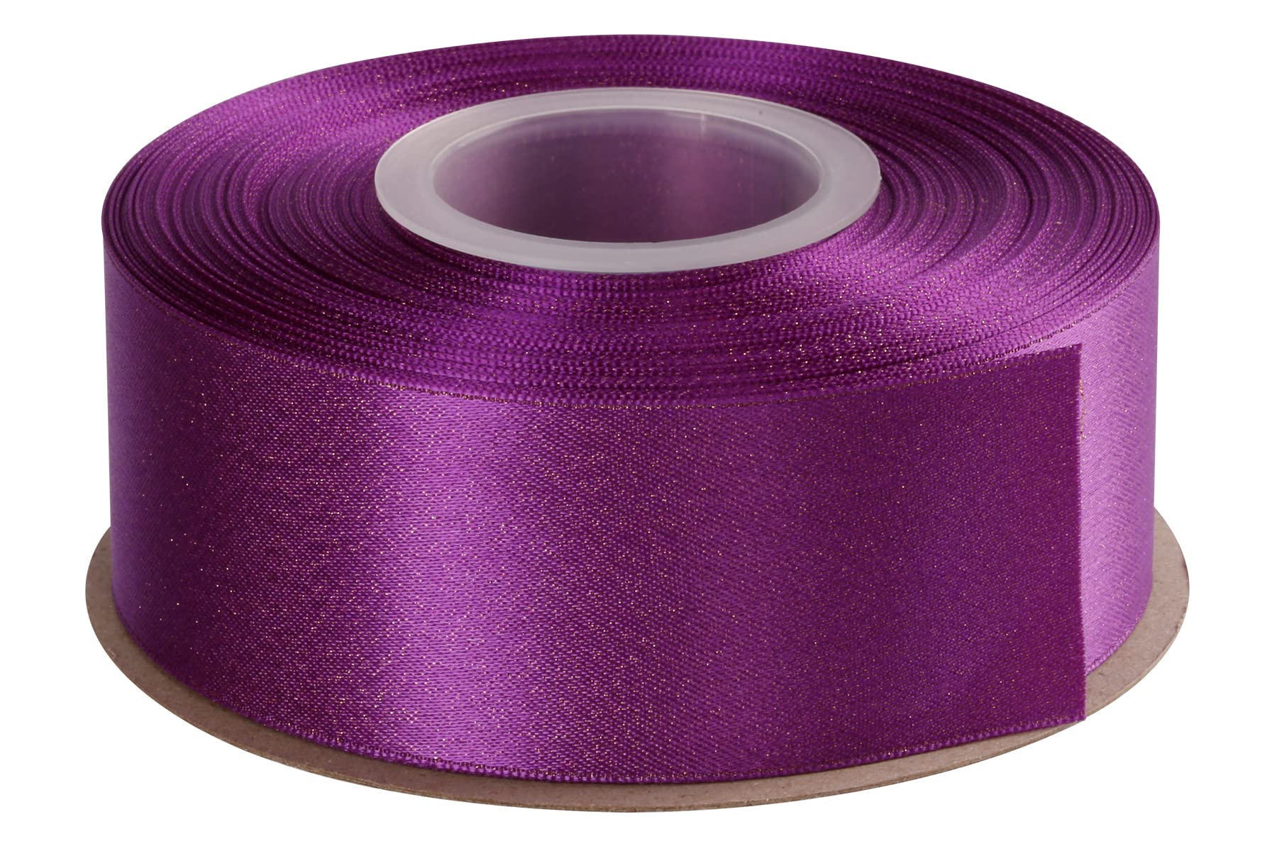 Joycrosso Purple Double Faced Glitter Ribbon, Luxury Gold Purl Ribbon, 38mm x 22 Meters, Great for Gift Wrapping Wedding Decoration Floral Arrangement