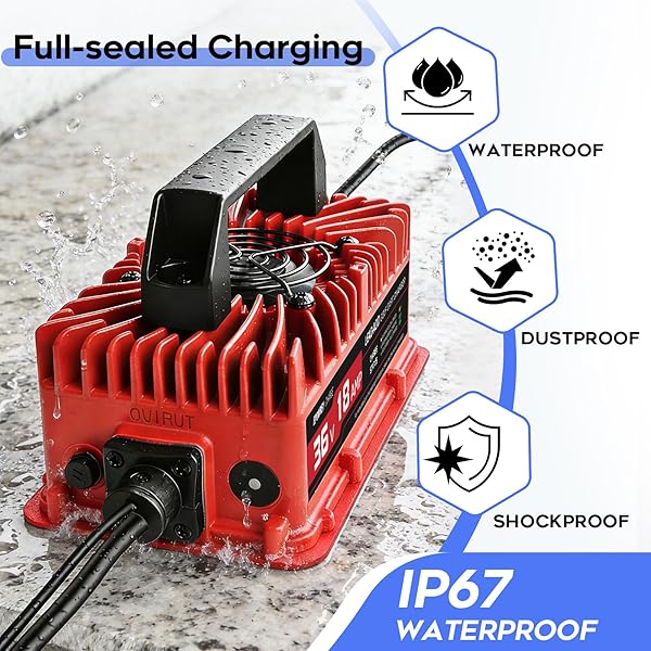EPOWREY 18 AMP 36 VOLT GOLF CART BATTERY CHARGER FOR EZGO TXT WITH D STYLE PLUG
