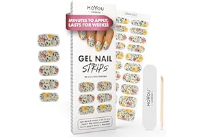 MOYOU London Semi Cured Gel Nail Strips - 20 Pcs. Gel Nail Wraps for Salon-Quality Manicure - Works with Any UV Lamp - Easy to Apply, Trim, & Remove Nails Stickers