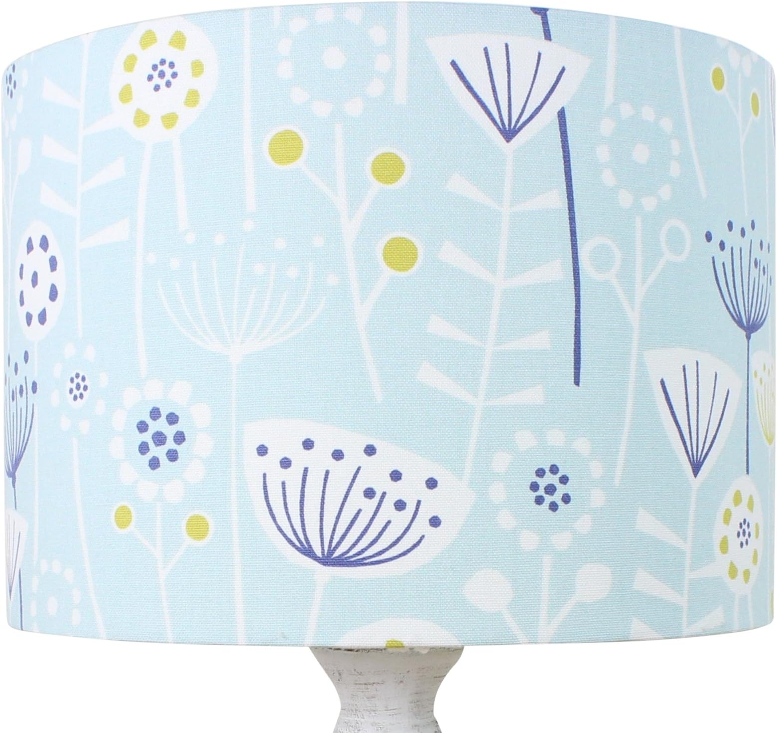 Seafoam Bergen Floral Scandi Scandinavian Drum Lampshade Lightshade (40 cm Diameter x 25 cm High Ceiling Pendant)