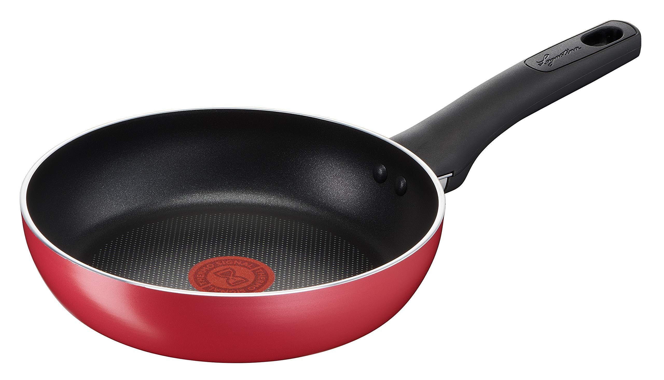 Lagostina Cucina Mediterranea Frying Pan Diameter 20 cm for Induction, Non-Stick Aluminium, with Thermo-Signal Cooking Indicator, Red
