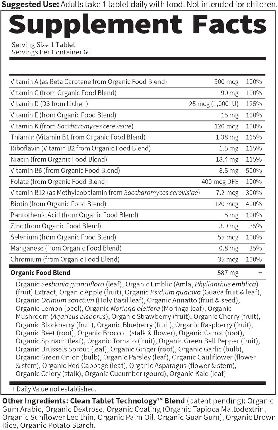 Garden of Life Multivitamin for Men - mykind Organic Men's Once Daily Whole Food Vitamin Supplement Tablets, Vegan, 60 Count: Health & Personal Care