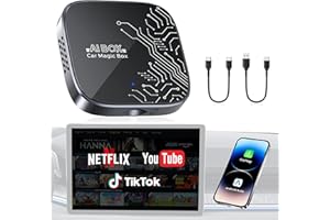 BYTEWAVE 4-in-1 Wireless CarPlay Adapter for Streaming Netflix/YouTube/TikTok/TF Card, 2025 Magic Video AI Box & Android Auto Dongle [Dual Band WiFi, Bluetooth 5.3] Plug & Play, Fits for OEM Wired CarPlay Cars