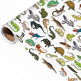 Pineraap Exotic Pet Wrapping Paper Roll - 17Inch x16.4Feet - Leopard Gecko Lizard Chameleon Snake Frog Turtle Reptiles Theme Gift Wrap for Reptile Lovers, Birthday Parties, Holiday Gifts