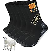 Vanfvok Merino Wool Hiking Crew Socks, Thick Thermal Warm Winter Cushioned Sock For Men & Women, Moisture-Wicking 3 Pairs