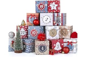 LIHAO Christmas Advent Calendar 24 PCS Cardboard Gift Box Advent Calendar Boxes Unique Design 2025 Christmas Countdown Boxes