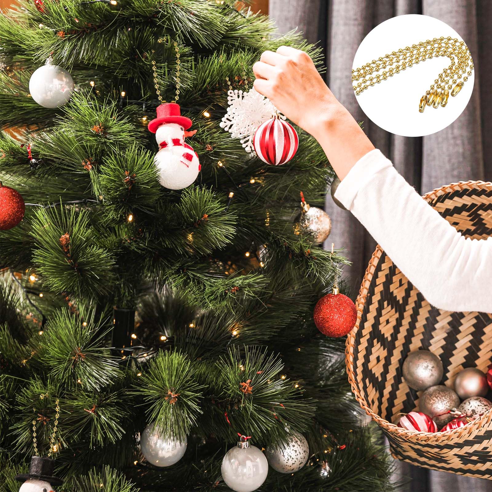 100Pcs Ball Beads Chain,4inch Bead Chain Gold Beads 2.4mm Diameter with Ball Connector Clasp Keychain Rings Metal Rings for Crafts Dog Tag Metal Chain Metal Bead Chain Dog Tag Chain