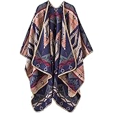 Urban CoCo Women's Color Block Shawl Wrap Open Front Poncho Cape