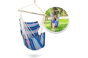 Bliss Hammocks WM-412F_2 Polyester Multi Color Hammock Chair with Collapsible Push-Pin Spreader Bar, Patriotic Stripe
