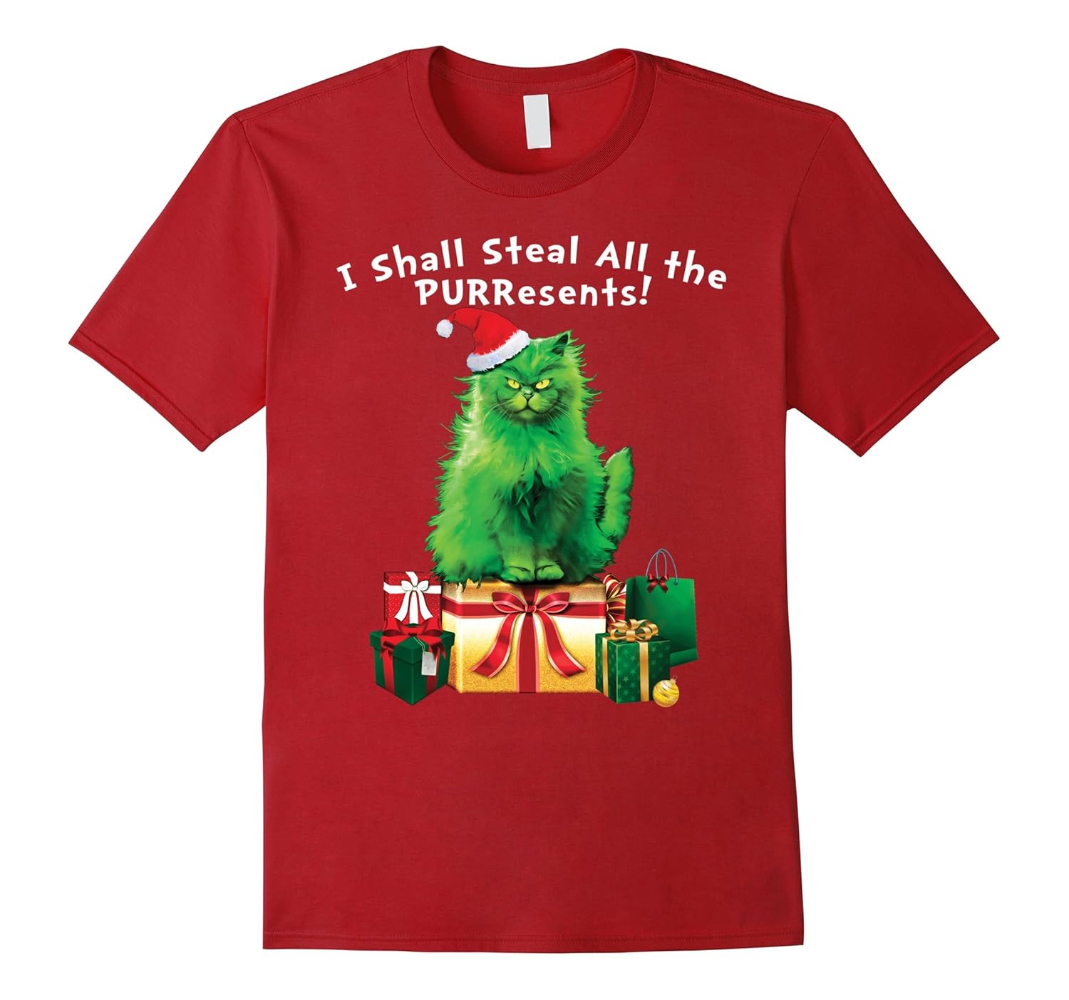 Steal All The PURResents Cat Christmas Holiday Funny T-Shirt-ANZ