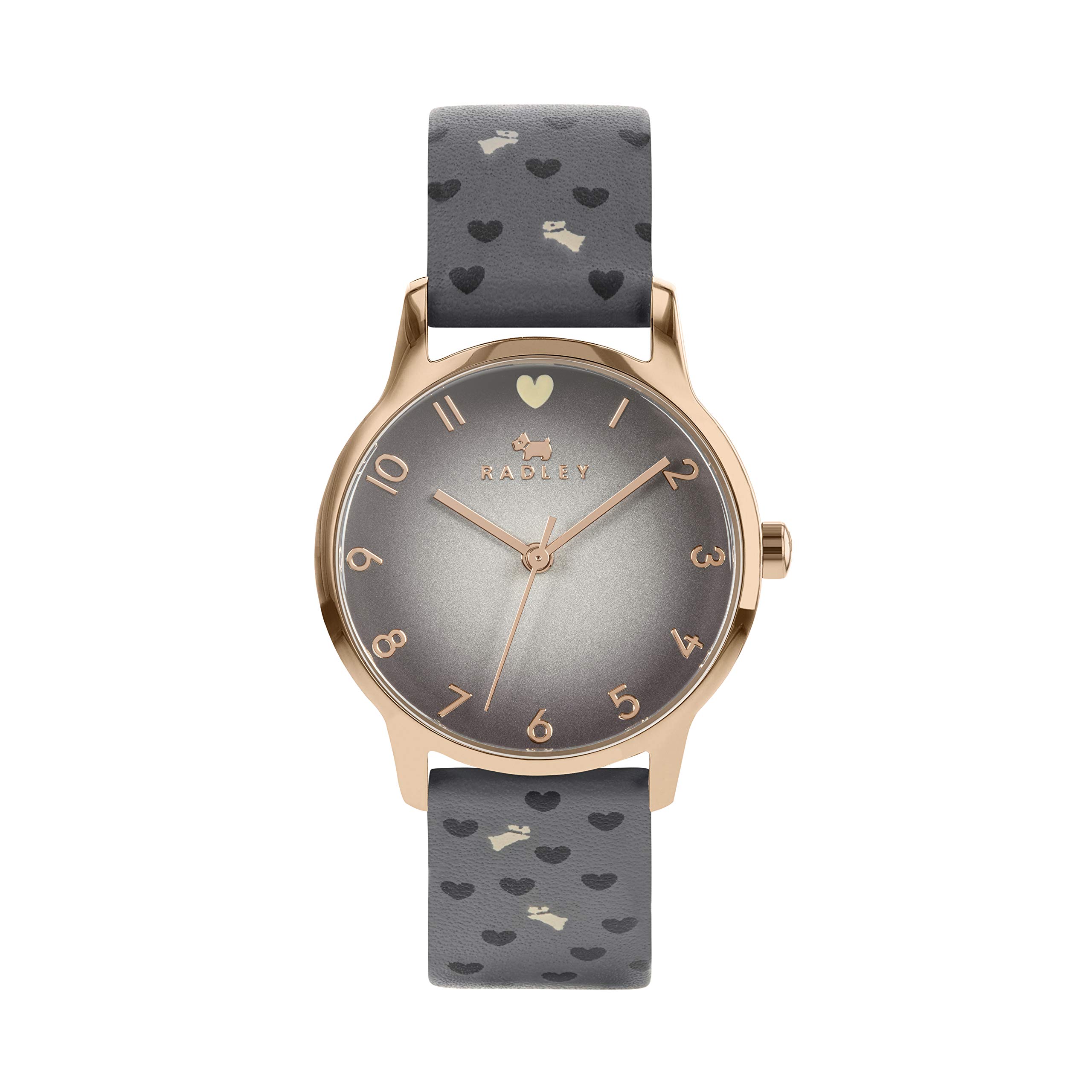 RADLEY Heart Dial Ladies Charcoal - Cool Grey Soft Calf Leather Strap Dog and Heart Print Watch RY2942A